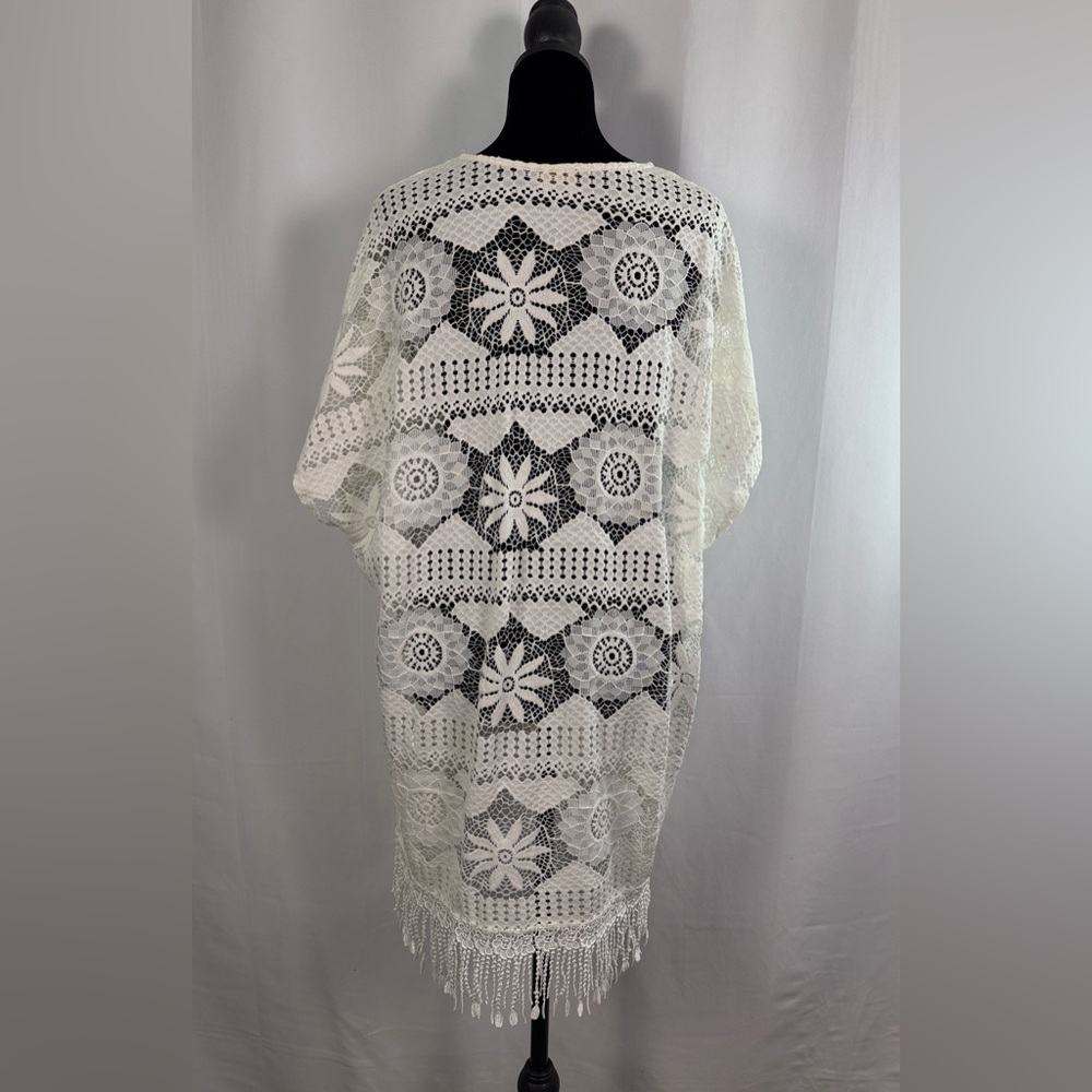 Cal Style USA White Lace Kimono Duster Boho Crochet - Size XL-3XL - Picture 4 of 9